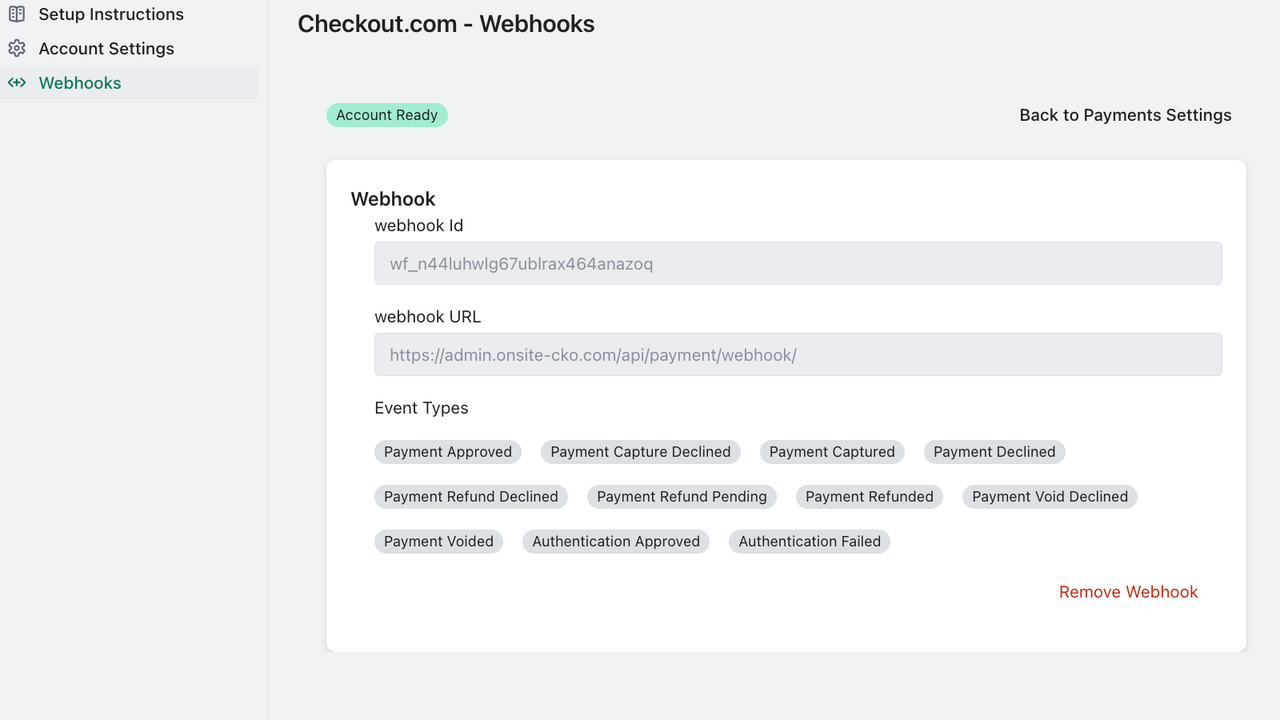 Webhooks configuration