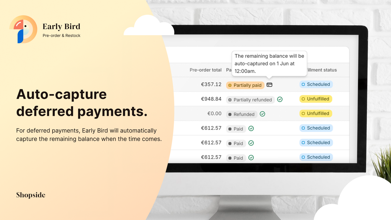 Capture pagamentos diferidos automaticamente.