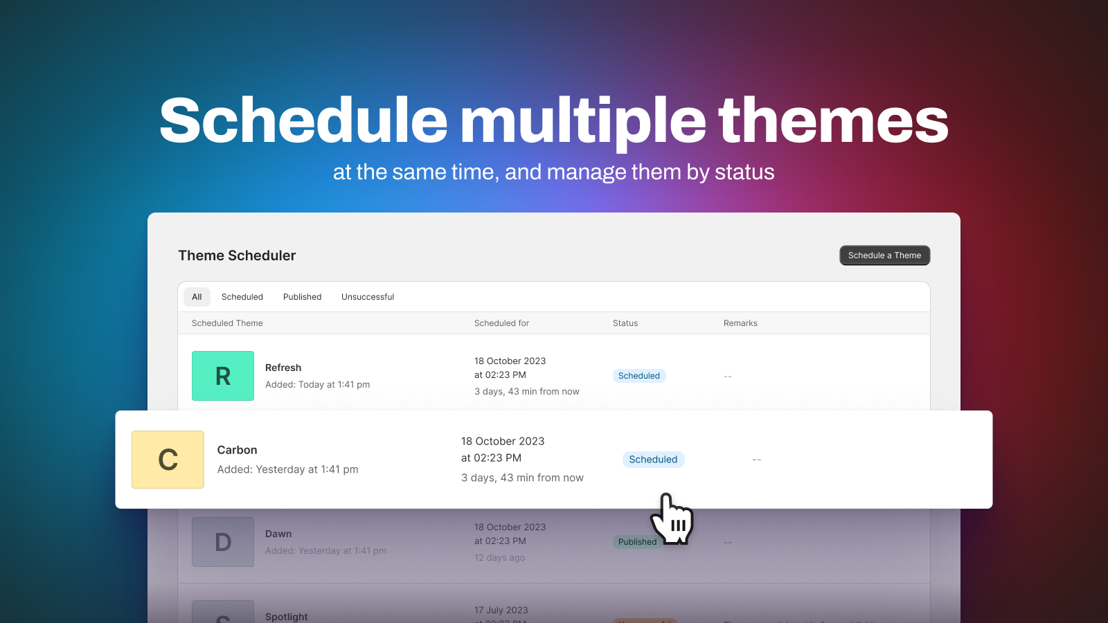 Theme Scheduler ‑ Valet Screenshot