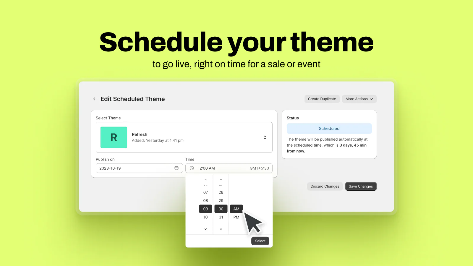 Theme Scheduler: Schedule theme and sale on time