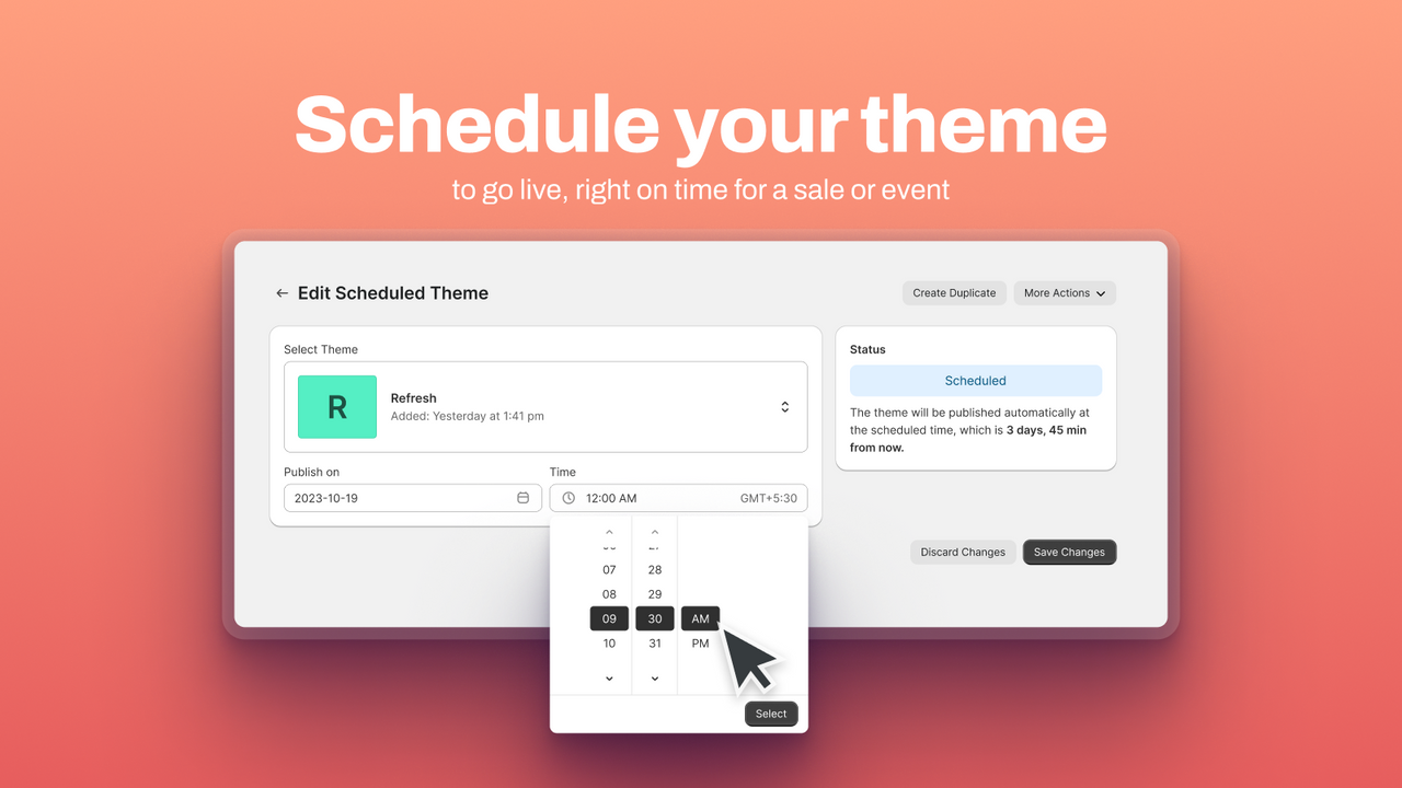 Theme Scheduler: Schedule theme and sale on time