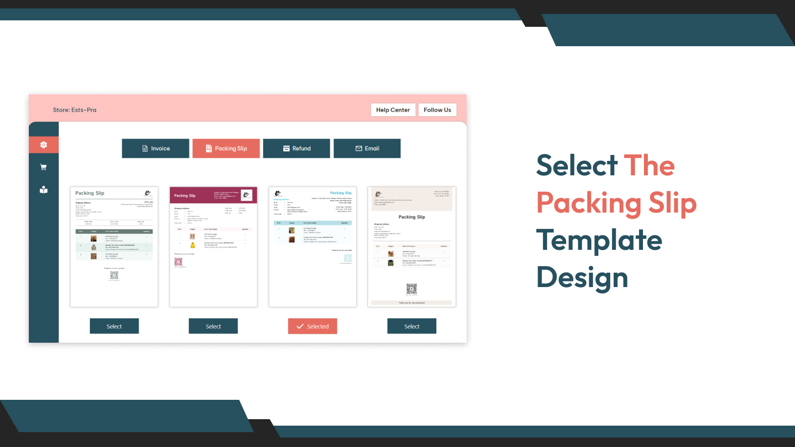 Selecionar Design de Modelo de Nota de Embalagem