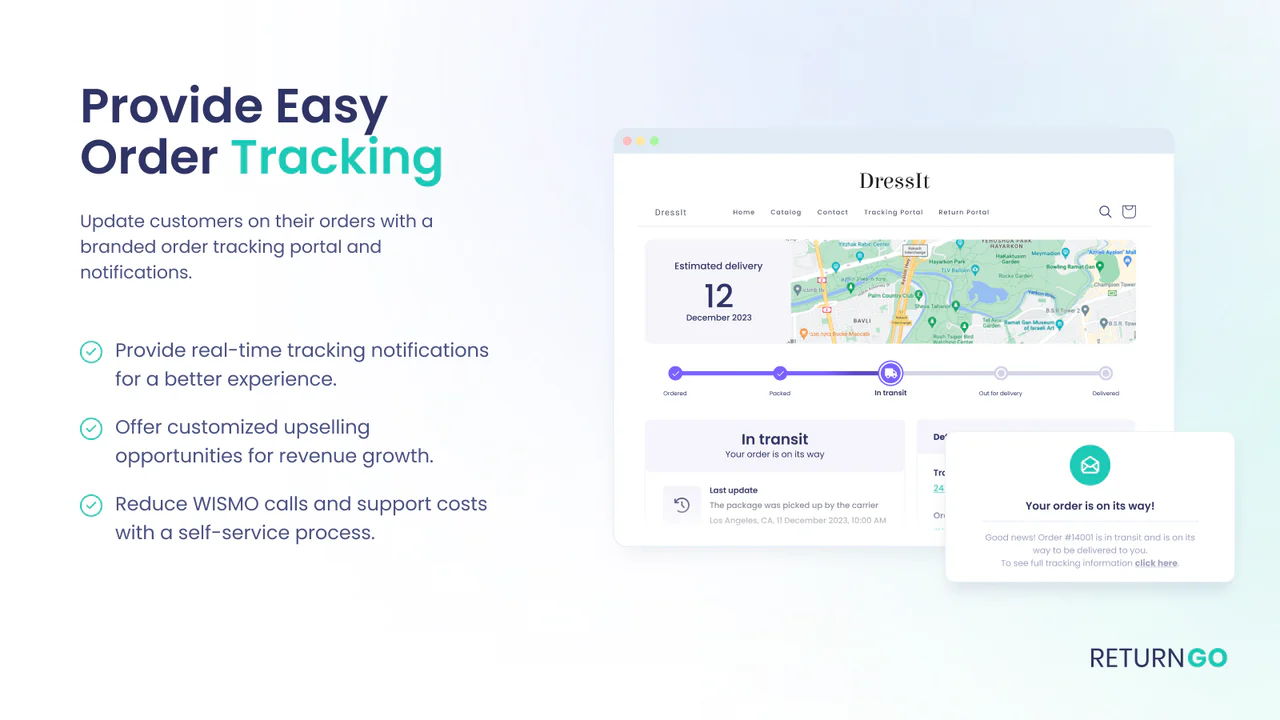 Order tracking portaal en meldingen