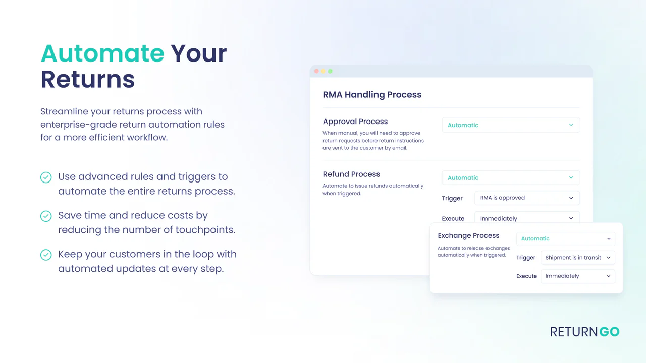 Automate the returns and exchanges process