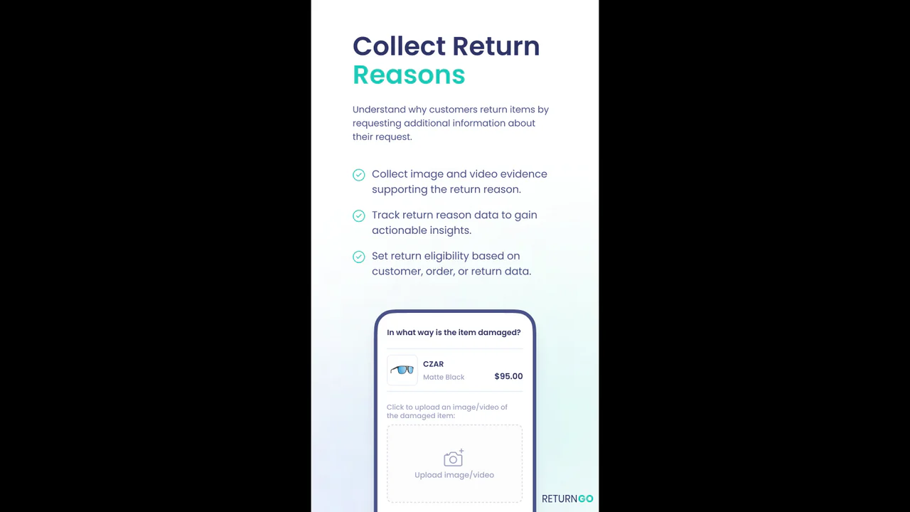 Image or video proof of return reason on a return portal