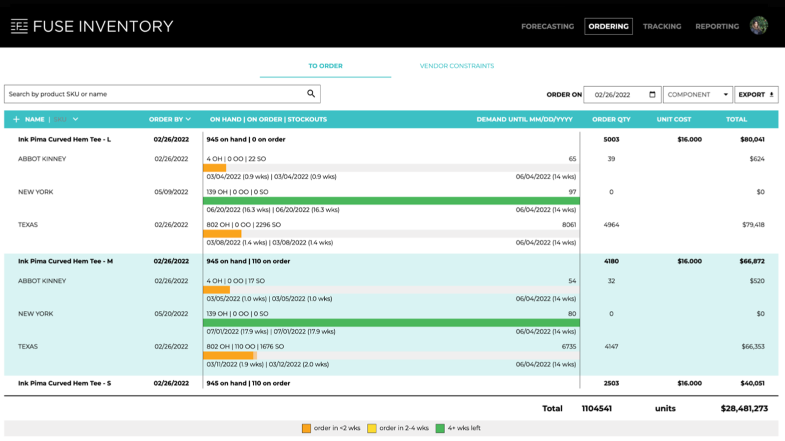 Smart Order Replenishment Page