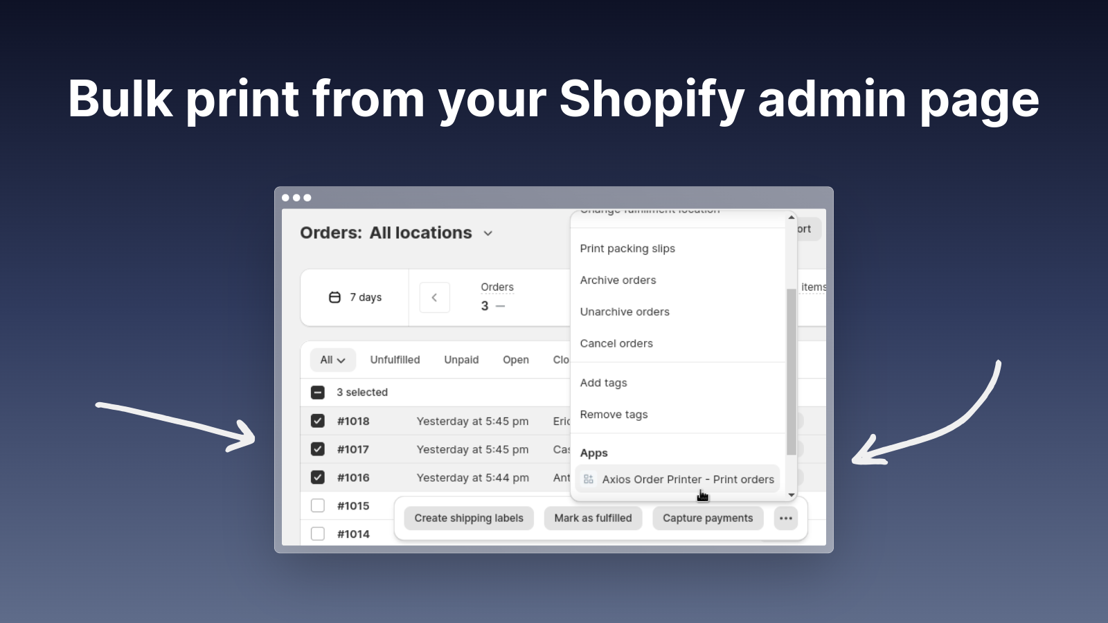 Bulk print fra din Shopify admin side