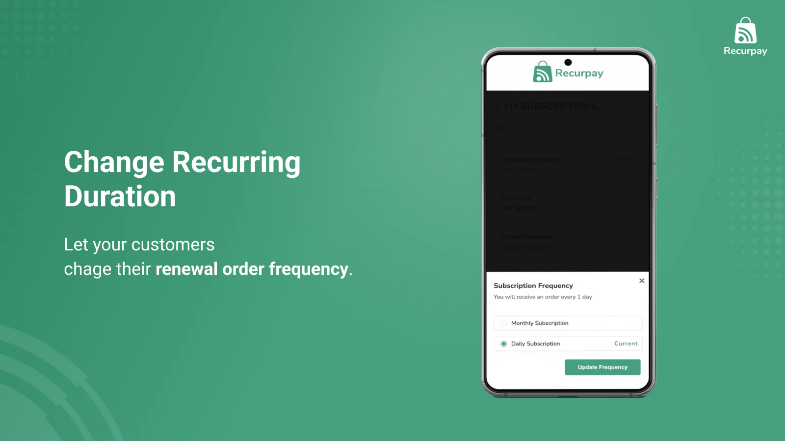 Subscriptions App: Customer Account Recurpay recurring payments