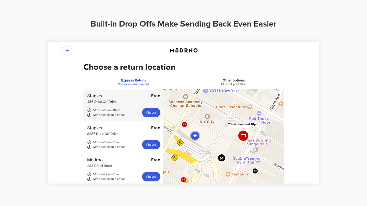 Ingebouwde drop-offs maken het terugsturen nog gemakkelijker