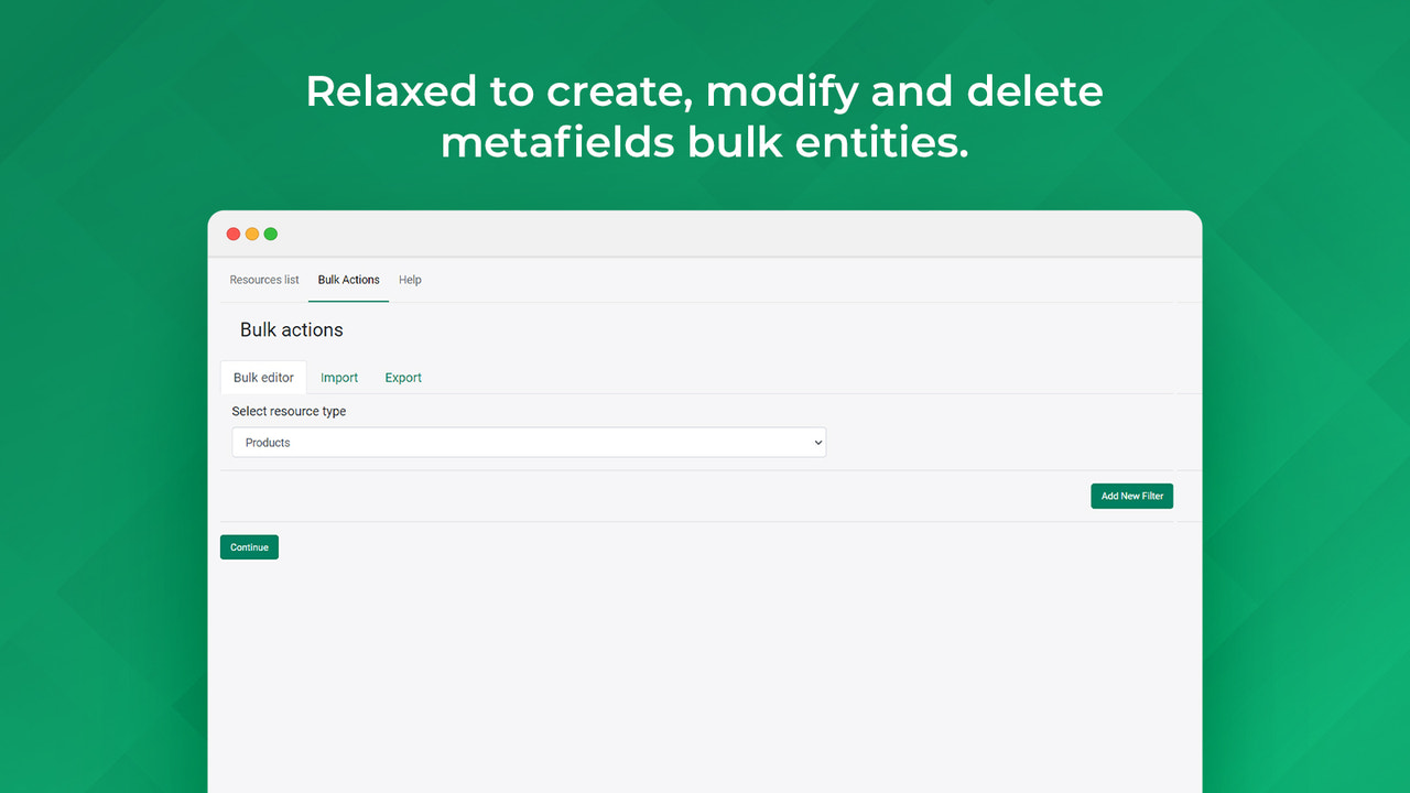 Create, edit, delete bulk entities