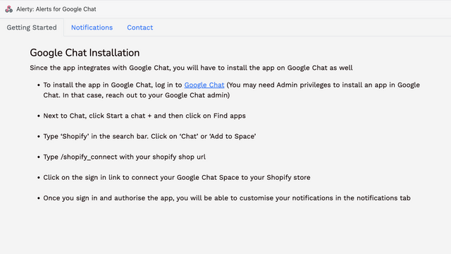 Integration with Google Chat.