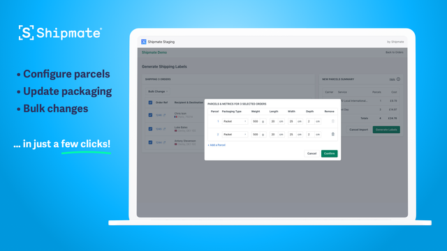 Configure parcels