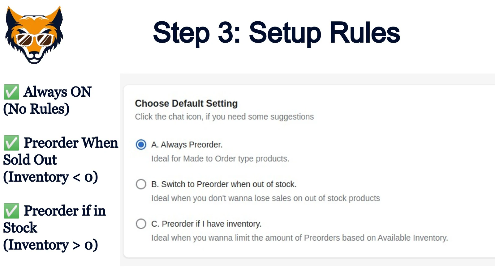 reglas de configuración de automatización para preventas