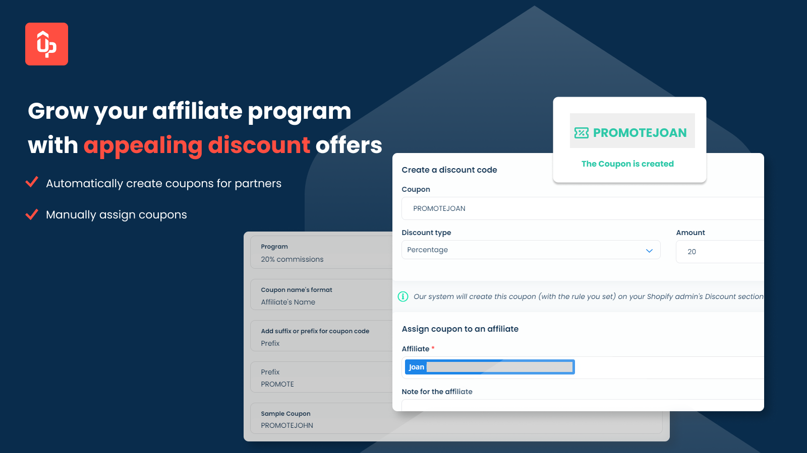 Easily assign coupon for affiliates