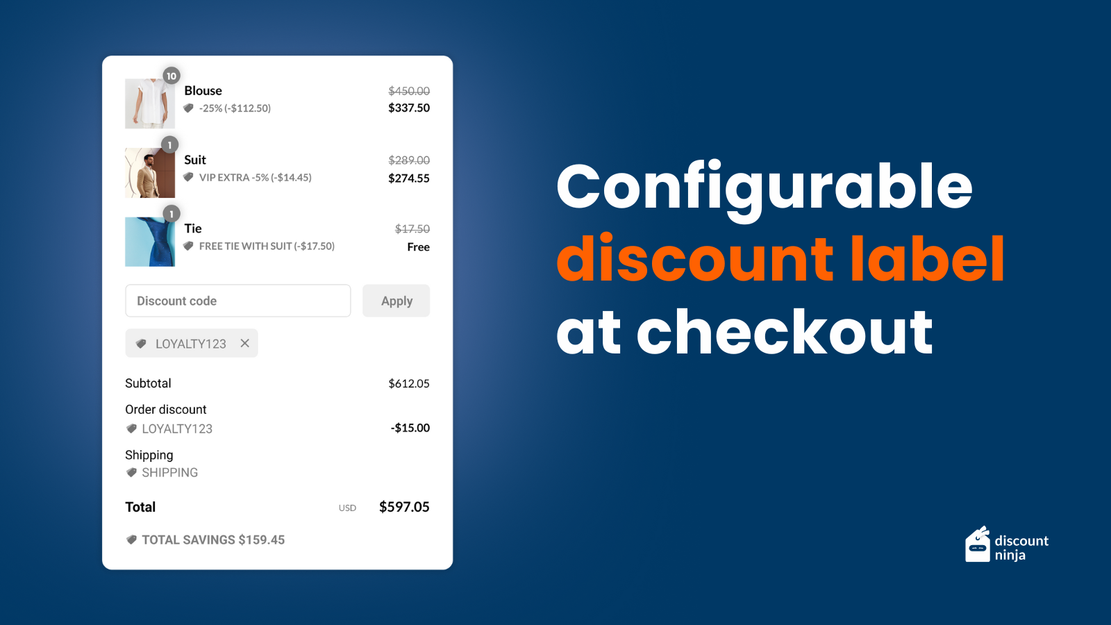Clear indication of discounts at checkout