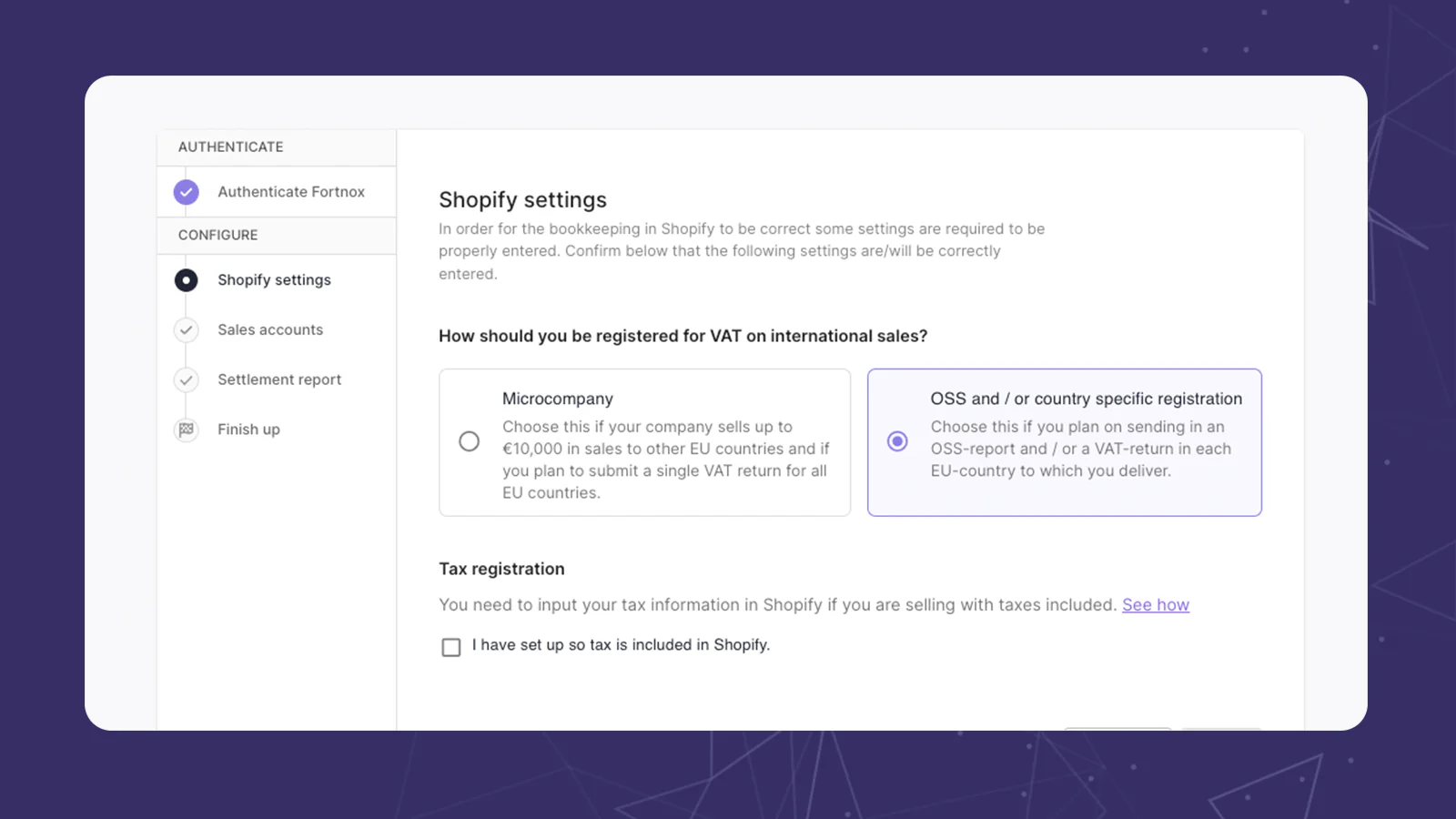 Choose microcompany or OSS/country specific registration