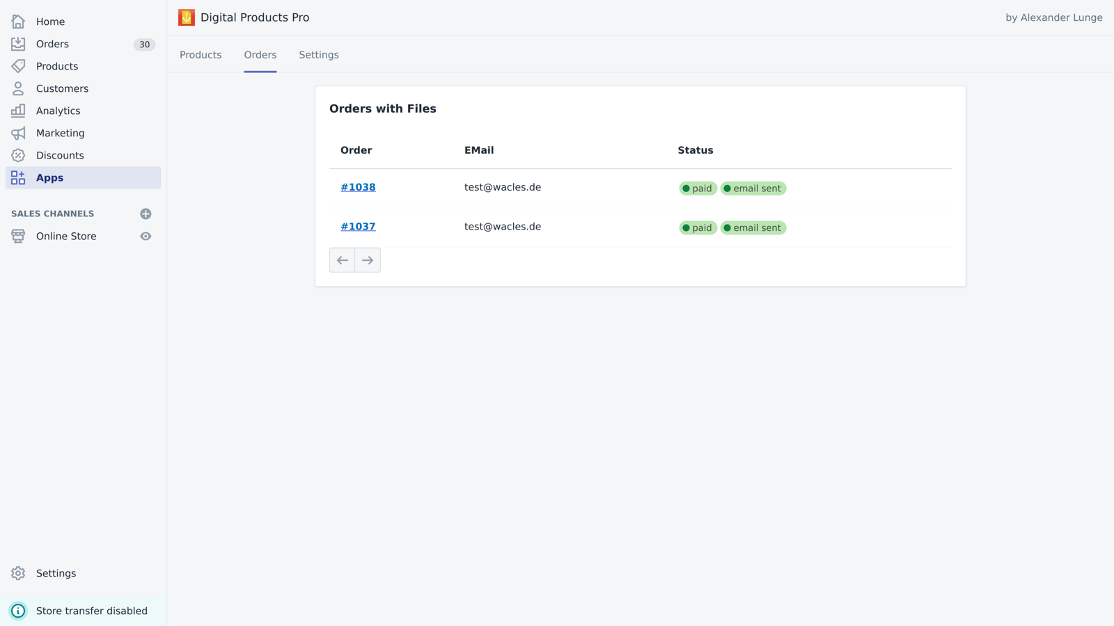 Order overview