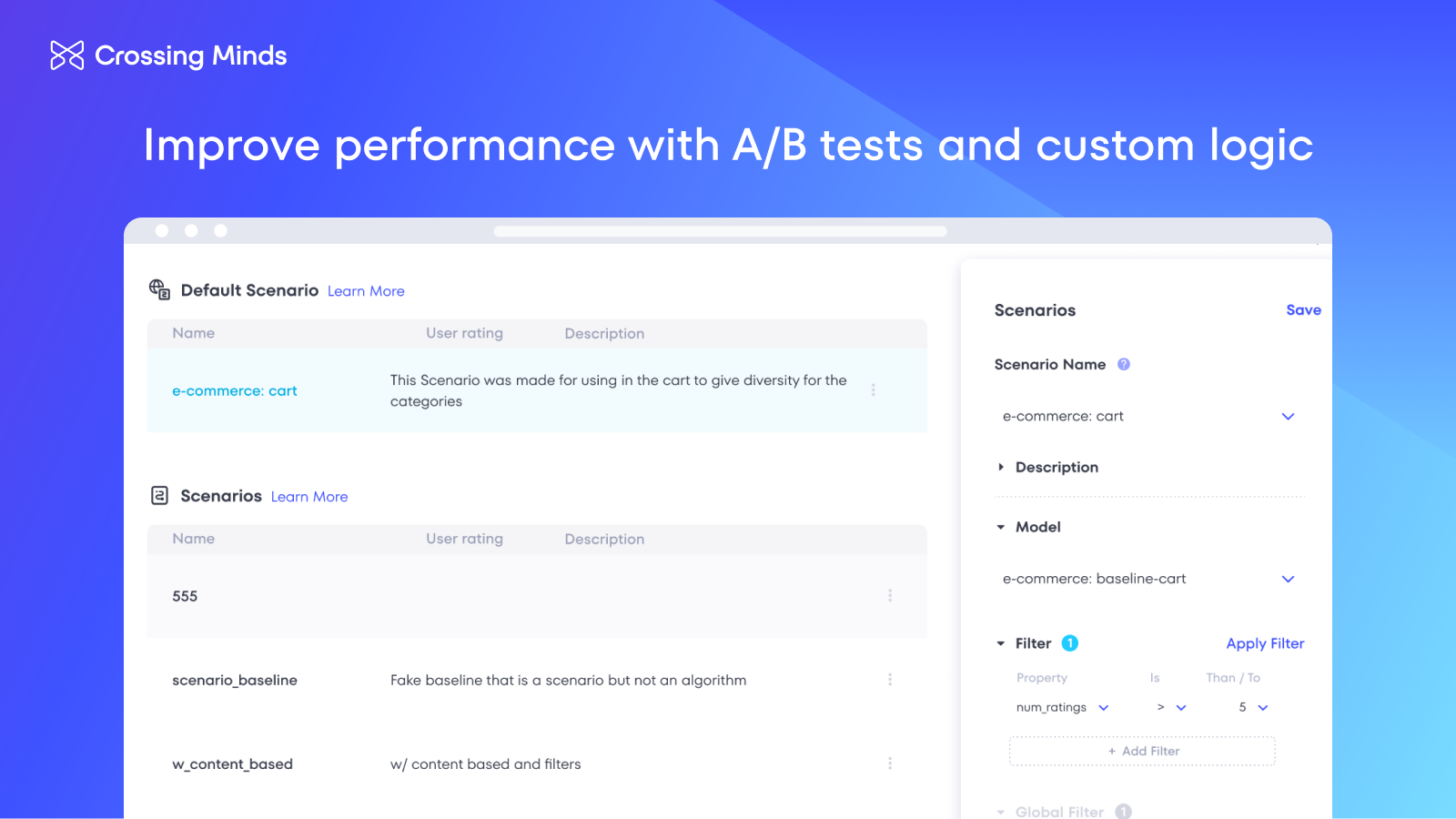Mejore el rendimiento con pruebas A/B y lógica personalizada