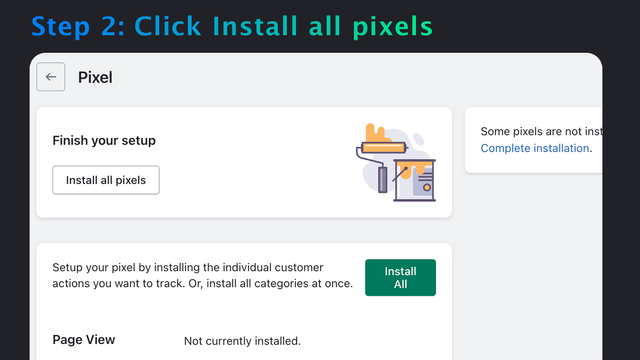 Étape 2 : Cliquez sur installer tous les pixels