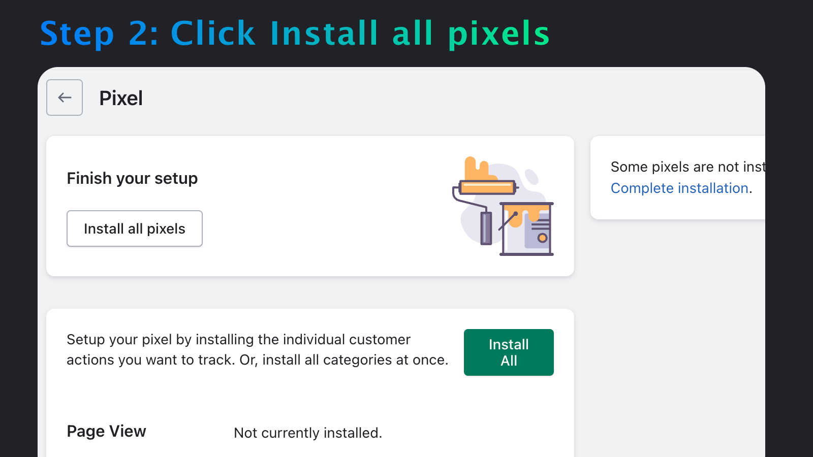 Étape 2 : Cliquez sur installer tous les pixels