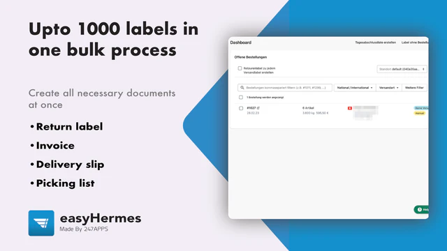 Up to 1000 shipping labels within one batch process