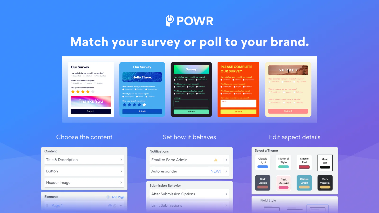 Easily customize survey & poll elements, layout and colors