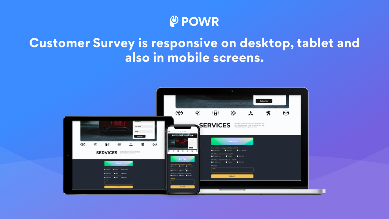 Customer Survey is responsive on all connected devices