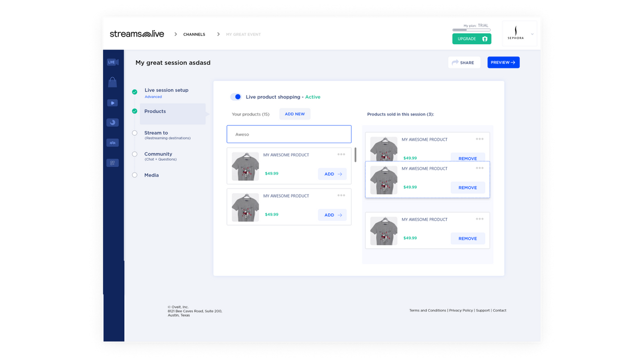 import or manually add products in your dashboard