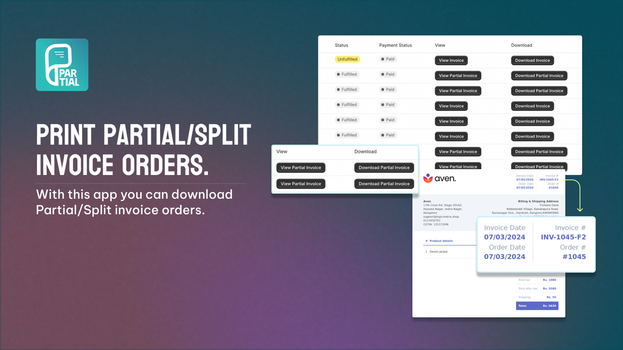 Print Partial/Split invoice orders