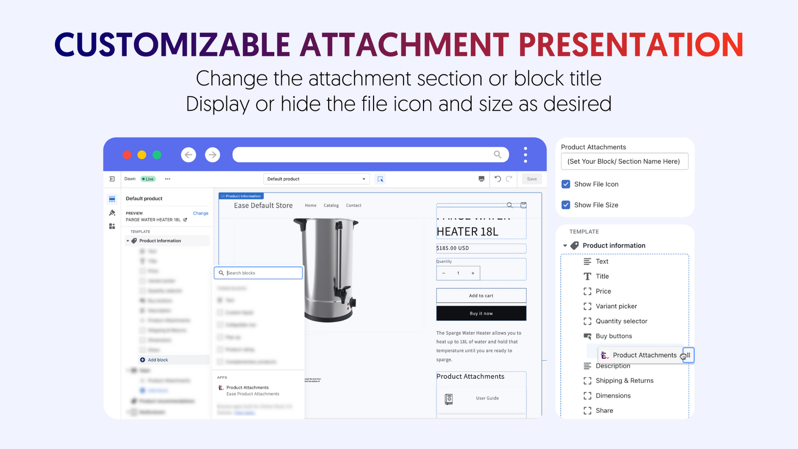 ease product attachments