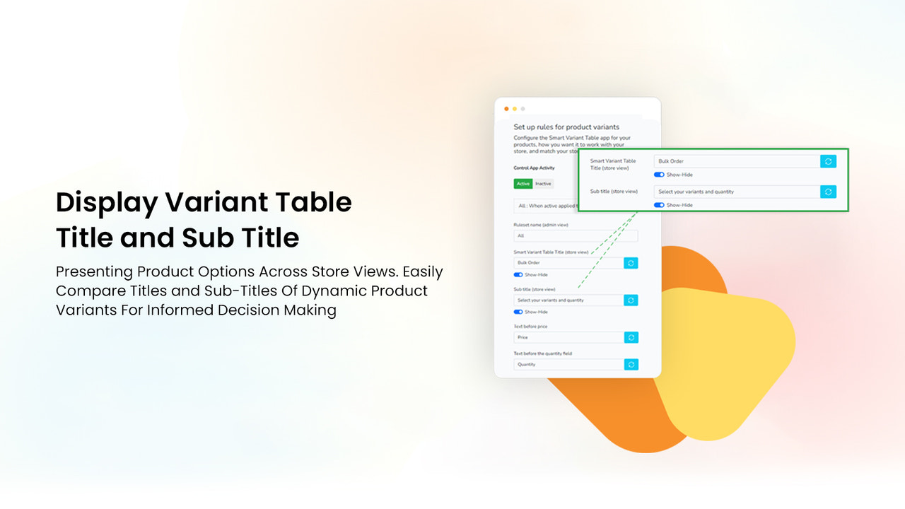 Display Variant Table Title and Sub Title