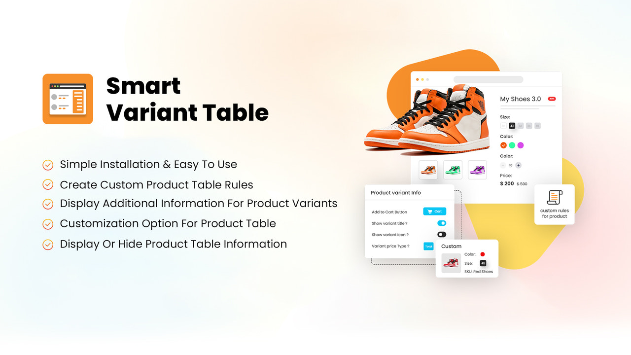 Smart Variant Table - 批量变体订单表