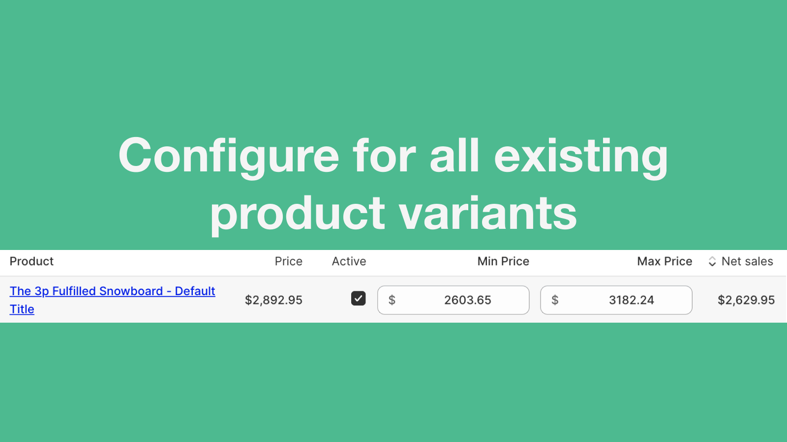 Configurez pour toutes les variantes de produits existantes