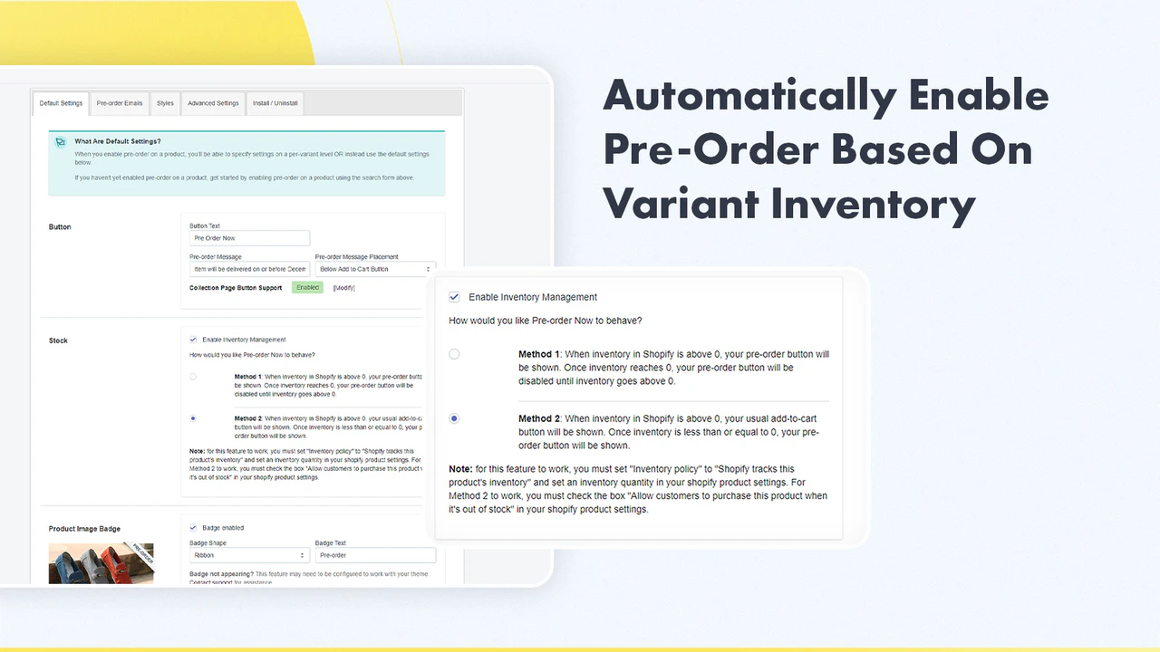 Habilite automaticamente a pré-venda com base no estoque do variante