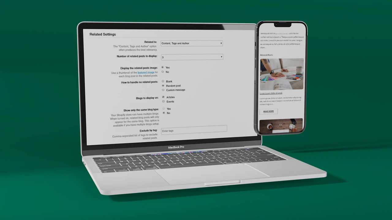 Paramètres de Related Blog Posts Pro et exemple sur mobile