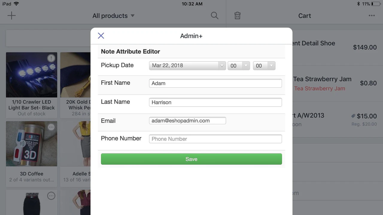 POS Note attribute editor