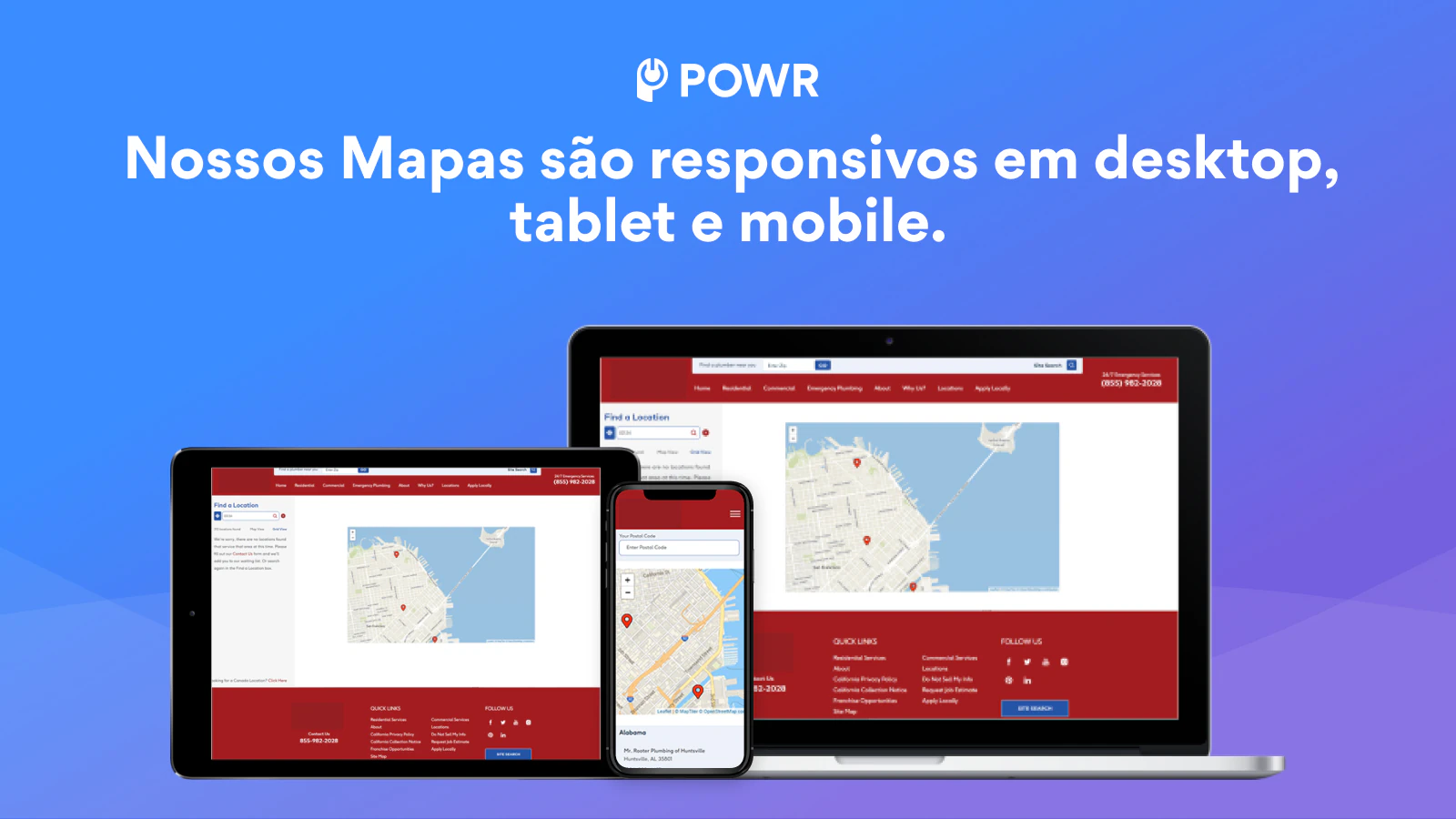 O Mapa e Localizador de lojas é responsivo em todos dispositivos