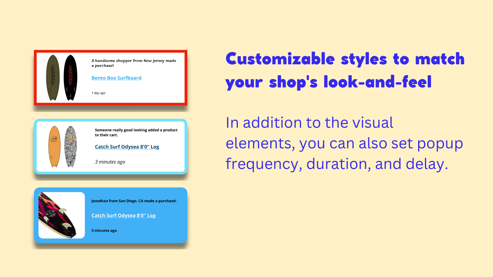 Styles personnalisables pour correspondre à l'apparence de votre boutique