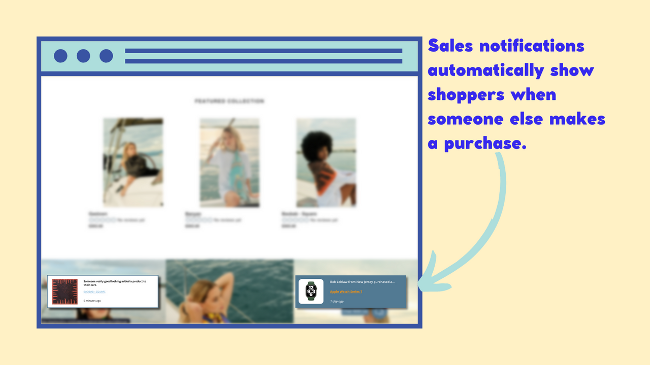 Sales notifications to show shoppers when others make a purchase