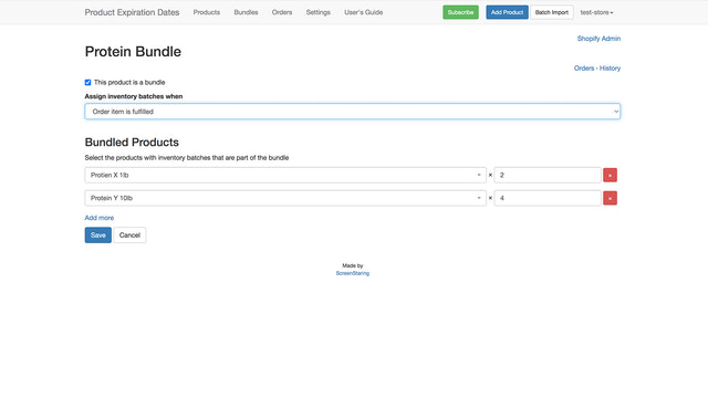 Configure um pacote para produtos com datas de melhor consumo ou validade