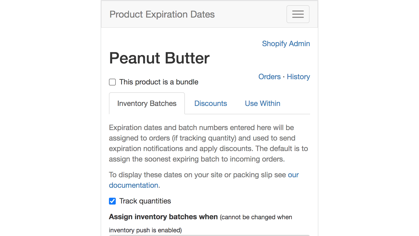 Configure best by dates, quantities & batch number for a product