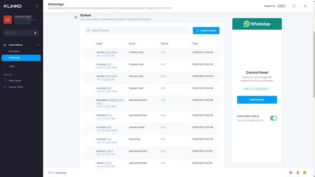 Track the message sending queue to your customers.