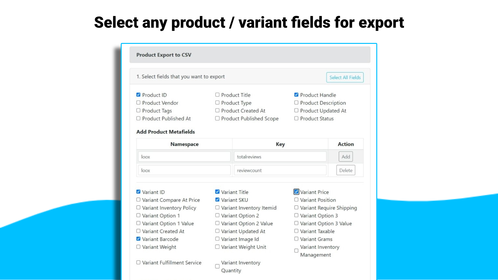 Product Data Exporter Pro Screenshot