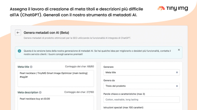 Genera metadati con uno strumento AI (ChatGPT)