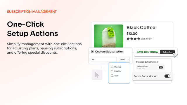 Streamline management with one-click pauses, and discounts