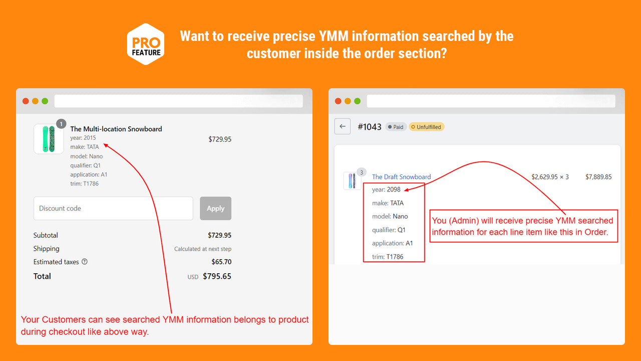 Get YMM information inside orders