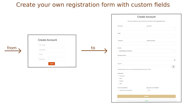 Create your own registration form with custom fields