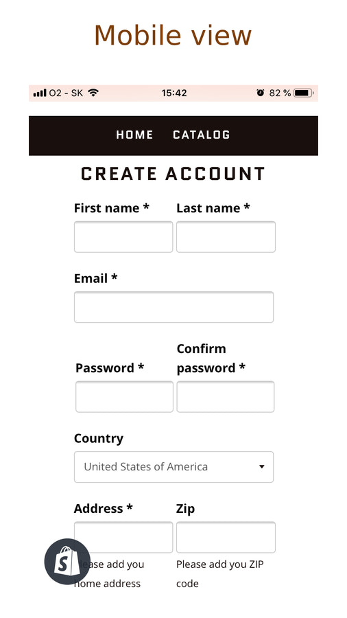 Visualização responsiva do formulário de registro personalizado
