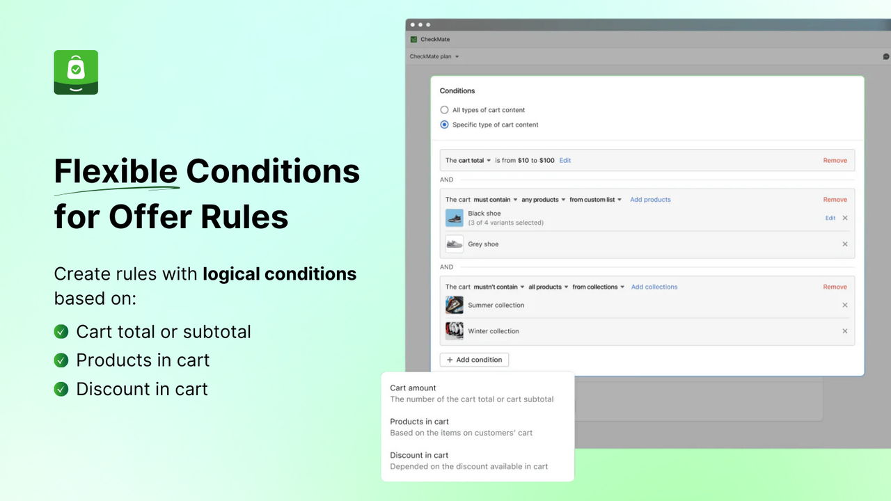 flexible conditions for product offer rules