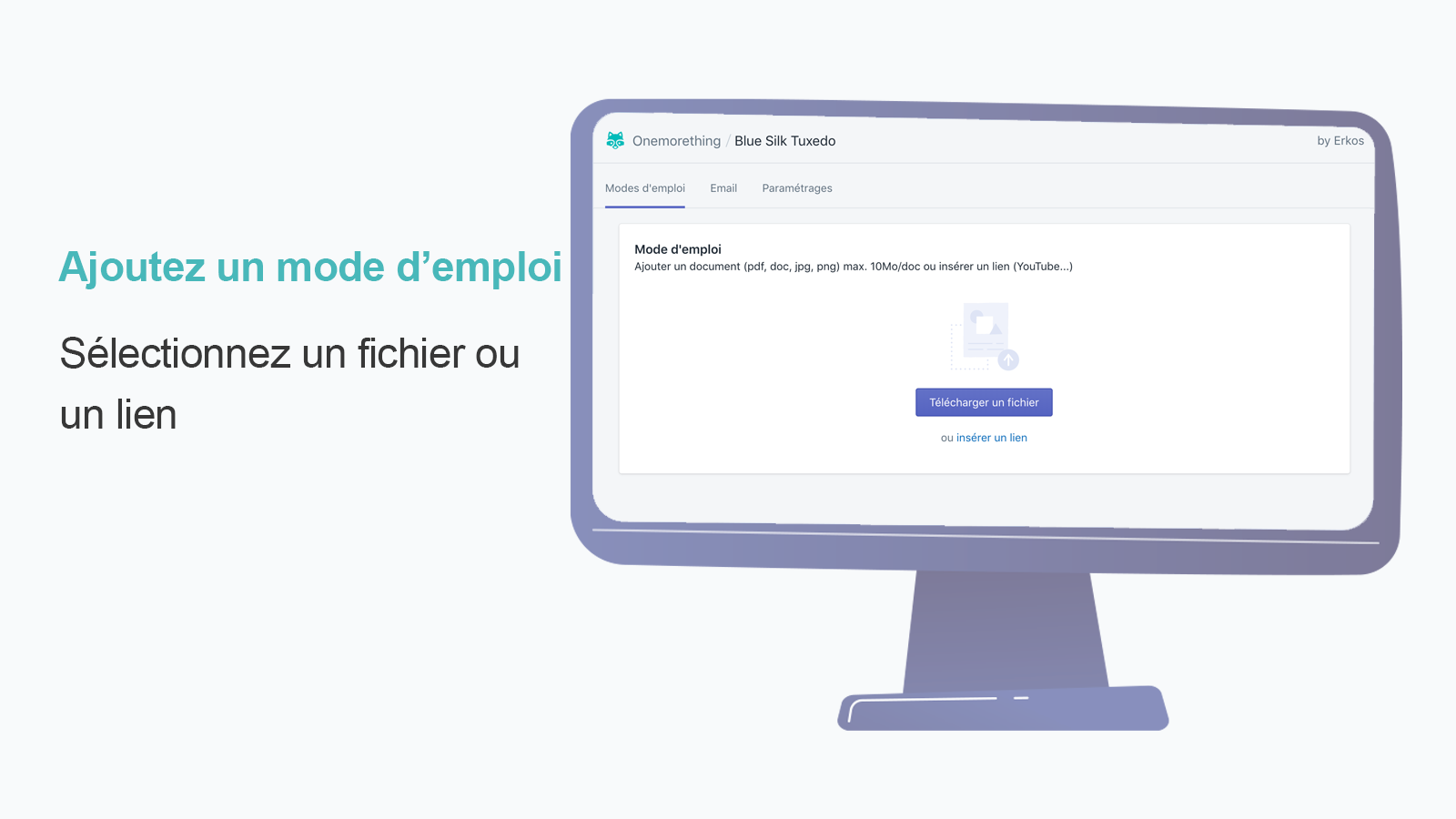 Ajouter un mode d'emploi : Sélectionnez Une vidéo YouTube 